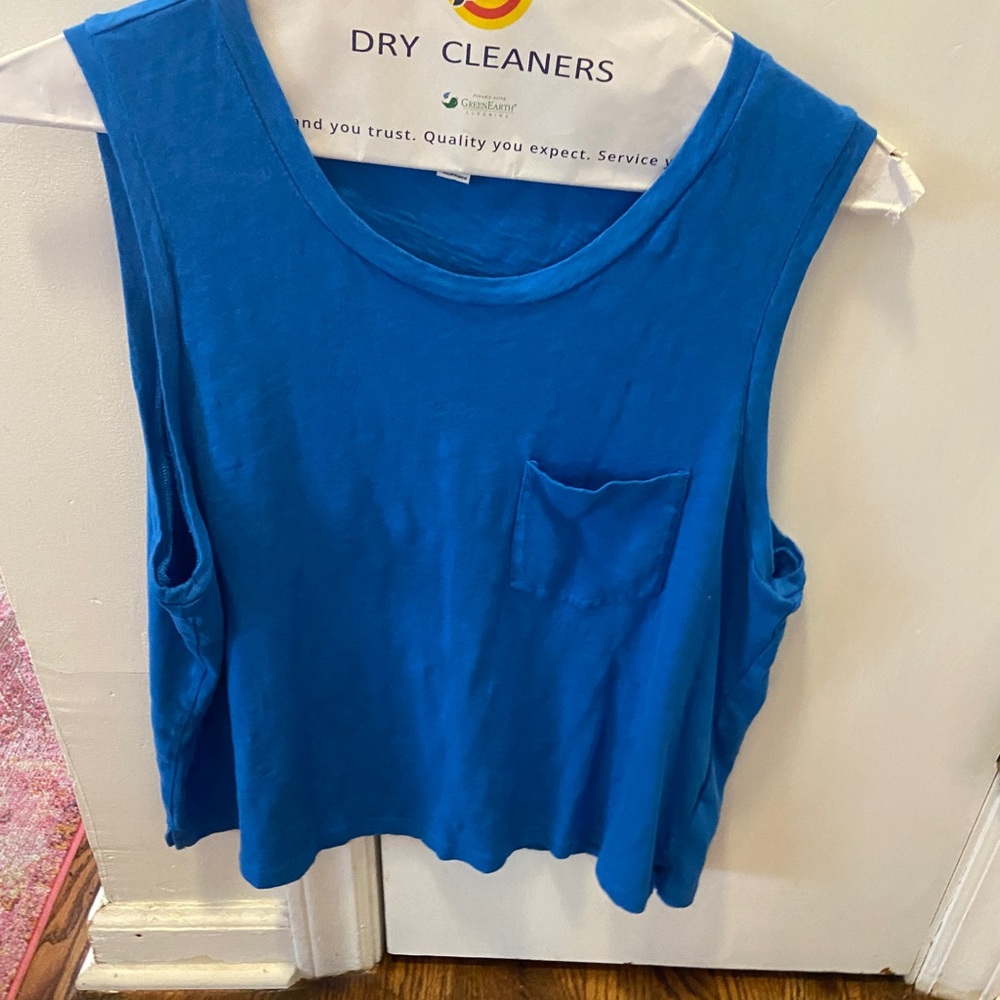 Bright blue pocketed tank